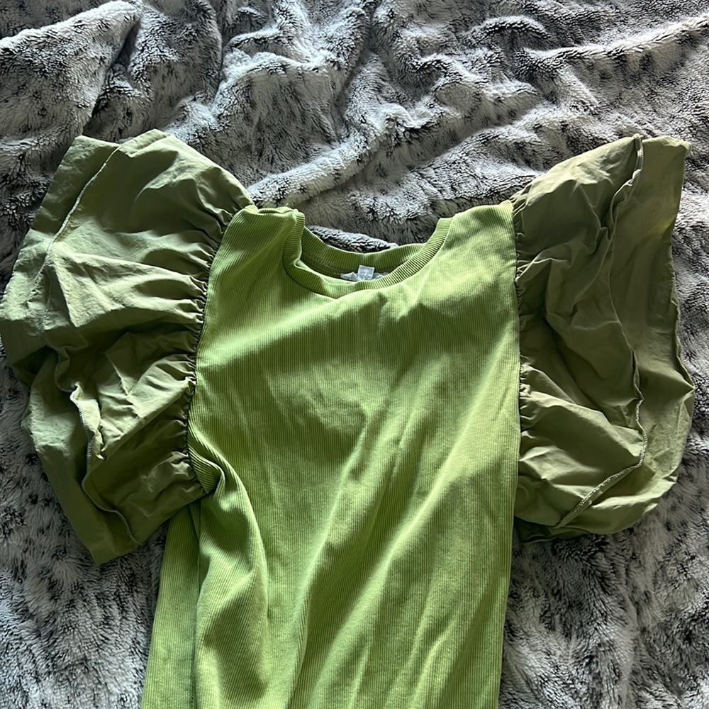 Green ribbed bodysuit